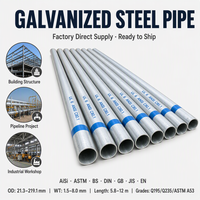 Fournisseur chinois de tubes en acier galvanisé sans soudure, tubes revêtus de zinc par immersion à chaud Q235B 20 #   A106 A53 ST52 DN15-DN500 Sch40 6m