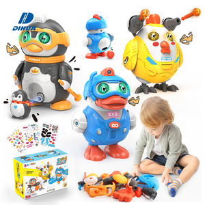 Ensemble de jouets animaux à construire 3-en-1 pour enfants, canard, coq et pingouin, ensemble de jouets interactifs à démonter avec des sons et des actions uniques - Product Image 1