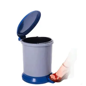 Af07022 Baiyun Reiniging Blauwe Kleur 8l Plastic Mini Pedaal Ronde Vuilnisbak Handsfree Verwijdering Huishoudelijke Voet Bedienbare Vuilnisbak