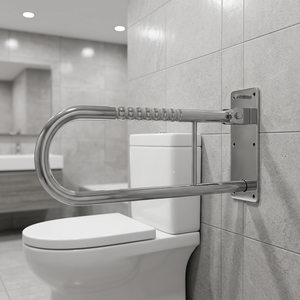 Barre d'appui murale pliable en acier inoxydable avec poignée rembourrée pour salles de bain et toilettes - Product Image 1