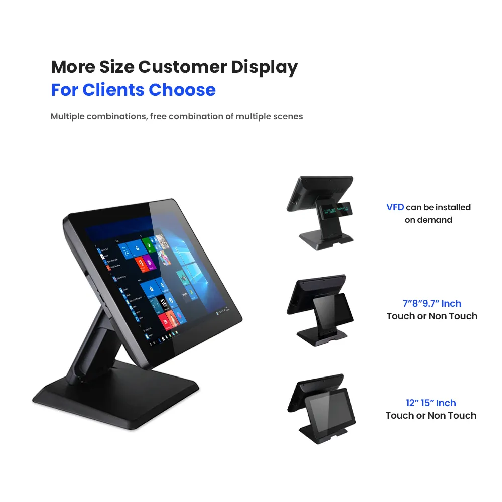 Dual Windows All In One Sistema Epos Casco de Alumínio Com Base Estável