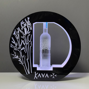 Illuminated Acrylic Wine Rack Round <b>Led</b> Lighted For Party Display With Iridescent <b>Light</b> <b>Bar</b> - Product Image 3