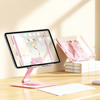 Support de tablette en acrylique QINGYUN ZJ-034 en forme de lapin mignon, rotatif à 360°, pliable, réglable, universel pour ordinateur portable et tablette, multicolore