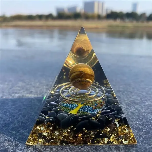 Pirâmide de cristal de tigre 2022 natural, pirâmide reiki com pedra de olho de tigre