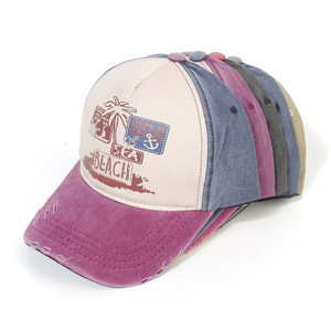 หมวกแก๊ปวินเทจ <span class=keywords><strong>FF918</strong></span> ผ้าฝ้ายฟอกสี หมวกปีกกว้างสำหรับผู้หญิงผู้ชาย หมวกกันแดดชายหาด ปรับขนาดได้ พิมพ์ลาย หมวกเบสบอลสไตล์วินเทจ - Product Image 6