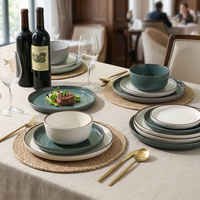 Service de vaisselle en mélamine blanche, assiettes rondes et bols, vaisselle mouchetée pour la maison, la cuisine et le buffet