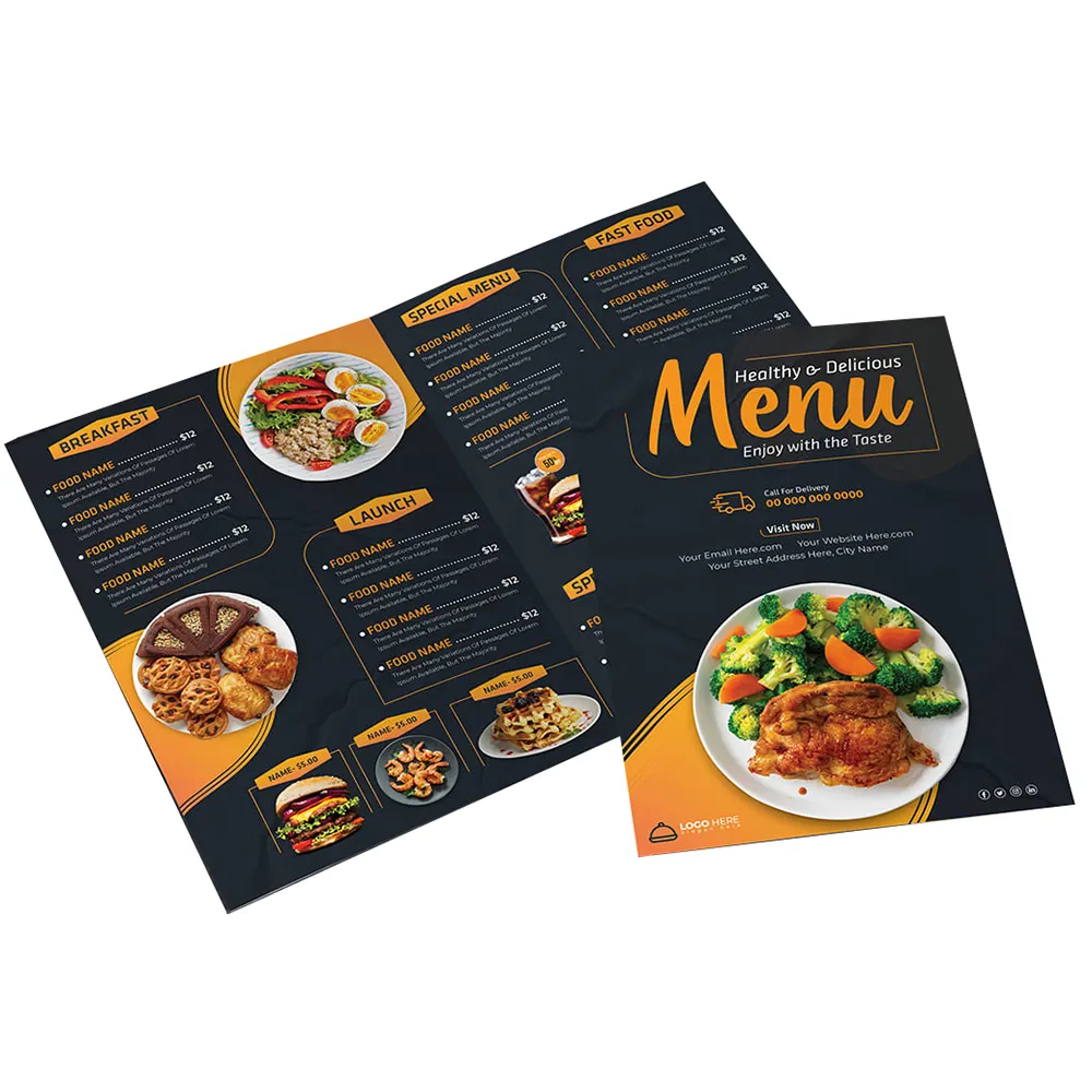 Aangepaste Kleur Offsetdruk Softcover Clear Photo Food Cook Hardcover Menu Brochures Dagboek Afdrukken