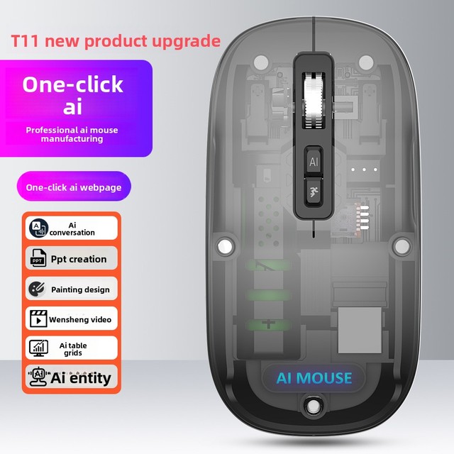 Powerful Magnetic Tri-Mode Optical PC Mouse USB-C Rechargeable Transparent USB Receiver Type C Adapter Wireless AI Mouse