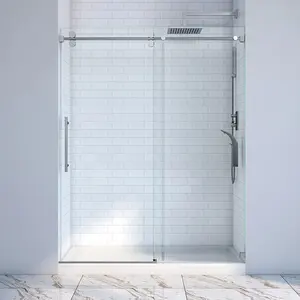 Salle de bain Design personnalisé 10mm verre trempé sans cadre douche simple porte coulissante en verre