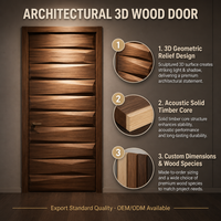 Porte intérieure en bois à grain relief 3D avec cadre assorti, porte à panneau sculpté moderne pour villa, appartement, hôtel, chambre
