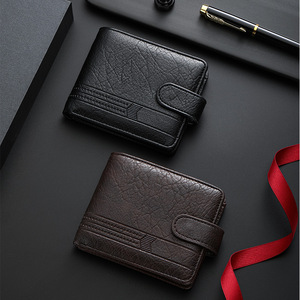 กระเป๋าสตางค์สั้นผู้ชาย หนัง PU วินเทจ แบบพับสองตอน มีช่องใส่เหรียญแบบซิป ช่องใส่บัตรหลายช่อง ใส่บัตรเครดิตสำหรับธุรกิจ - Product Image 4