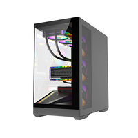 Full View Mid Tower ATX Gaming Case Tempered Glass Front and Side With Cooling Holes Supports 360mm Top Radiator Port in Stock