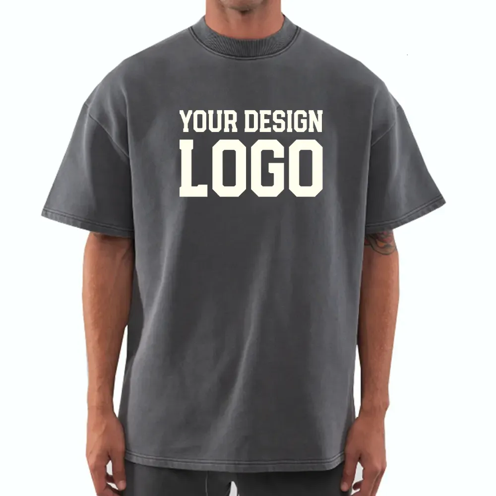 Хип-хоп 250Gsm футболка с графическим принтом, супертяжеловесные футболки, роскошная Плотная хлопковая уличная одежда на заказ, большие мужские футболки