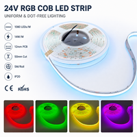 Bande LED COB RGB 24V, bande lumineuse COB RGB 1080 LED/m, bande LED RGB sans points pour éclairage linéaire intérieur