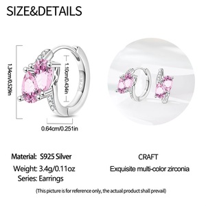 Orecchini rosa alla moda con fiori di moda da donna regalo all'ingrosso gioielli di alta qualità - Product Image 4