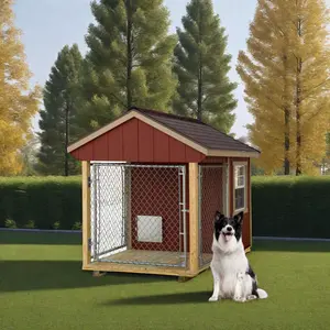 2024カスタマイズされた固体木製犬小屋防雨屋外木製ペットケージ