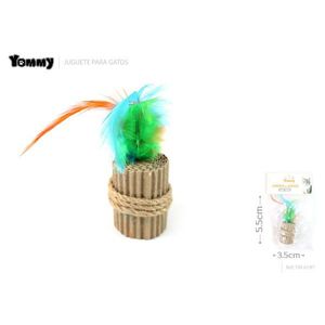 Giocattolo in Cartone Ondulato con Piume Yommy 5,5cm per Gatti, Gioco Interattivo - Product Image 1