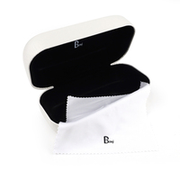 Boîte de rangement rigide blanche minimaliste pour lunettes, personnalisable avec logo de marque, emballage pour lunettes de soleil, pack complet d'accessoires pour lunettes
