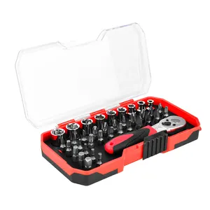 Workpro — tournevis à cliquet et embouts électriques, outil de précision à Mini douille avec boîte, 38 pièces
