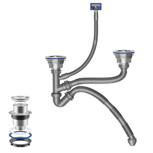 304 Stainless Steel Kitchen Sink <b>Drain</b> Set Customized Undermount Lifting With Basket Easy To Clean Brushed Finish - Product Image 1