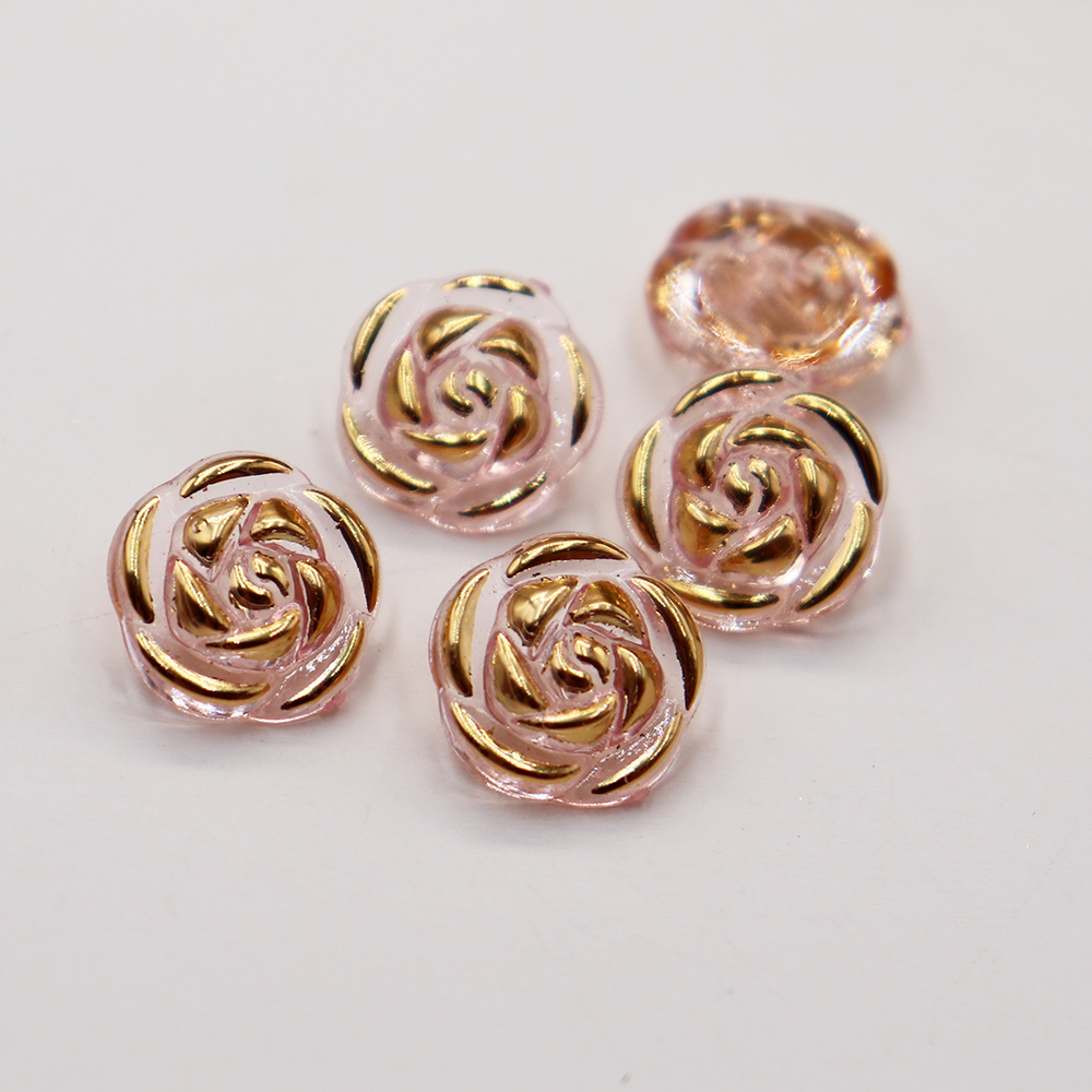 13mm Gold / Silver Edge Colorful Rose Buttons for Sewing Classic Candy ...