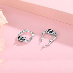 Orecchini a Cerchio con Panda Smaltato, Accessori Moda per Uso Quotidiano Femminile - Product Image 4