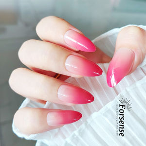 Forsense 24 pièces en forme d'amande presse verte sur les ongles avec de la colle et une lime avant la conception pointes des ongles femmes faux ongles colle sur les ensembles coréens - Product Image 4