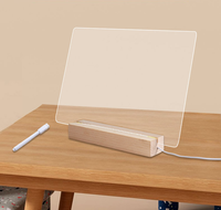 Hojas de acrílico transparente DIY tablero de mensajes de acrílico en blanco acrílico escritura libre tablero de mensajes led alimentado por USB con base de madera