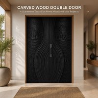 Porte intérieure en bois massif sur mesure, fabrication directe d'usine, design sculpté en 3D, porte en MDF pour appartement/hôtel/villa