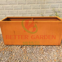 Kotak Pot logam baja Corten besar kustom seri metalik Pot bunga dan vas taman untuk penggunaan rumah