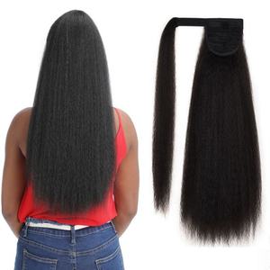 22 ''100G lungo Afro crespo lisci capelli sintetici ricci ad alta temperatura in fibra di coda di cavallo extension per parrucchino Yaki Wrap - Product Image 1