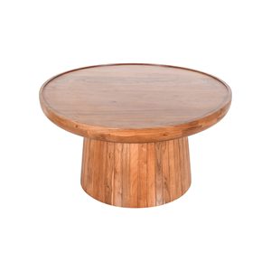 Contemporary Modern <b>Round</b> Wooden Coffee <b>Table</b> for Living Room Furniture <b>Solid</b> <b>Wood</b> Center <b>Table</b> with Natural Grain Finish - Product Image 2