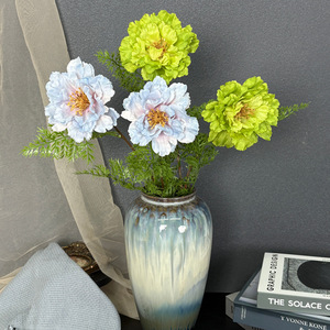 Fleurs de pivoine artificielles Jinxi en soie, réalistes, bouquet à 2 têtes, décoration d'intérieur - Product Image 1