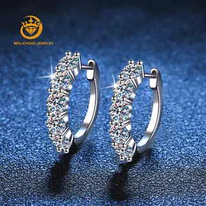 Real 925 Sterling Silver Earring 3 CT Single Diamond 0.3 Carat 4mm Mossonite Stud Earring D color VVS1 Lab Diamond Women Jewelry