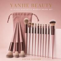 Vente en gros de pinceaux de maquillage pour le visage et les yeux, personnalisés, de marque privée, professionnels, de luxe, synthétiques, 13 pièces