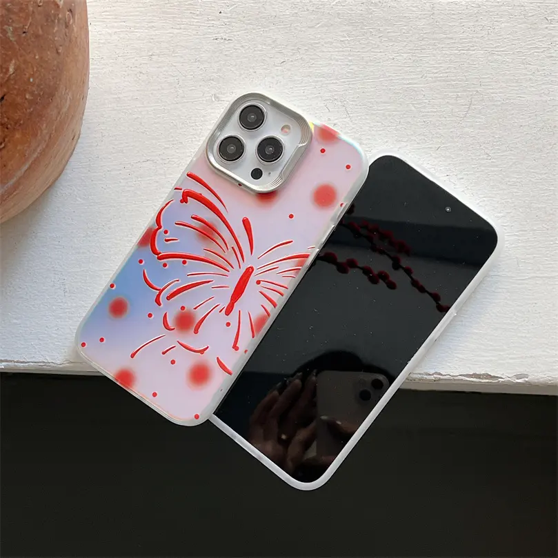 Nuevas fundas de teléfono Diseño de lujo Mariposa Dibujos animados A prueba de golpes Niñas Funda para Iphone 15Pro Max Mariposas Funda para teléfono