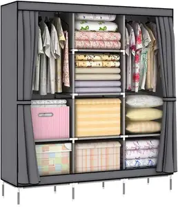 nilkamal furniture home FACTORY SELL Low Price Fabric combined portable wardrobe Stainless steel wardrobe Home furniture