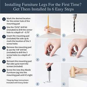 ขาเฟอร์นิเจอร์ไม้จริงทรงกลมทันสมัย Airy Abode พร้อมชุดติดตั้งครบชุดสำหรับโซฟาห้องนั่งเล่น - เป็นมิตรกับสิ่งแวดล้อม - Product Image 5