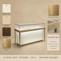 Vitrine à bijoux en verre sur mesure avec éclairage LED, cadre en acier inoxydable, vitrine écologique pour magasin de détail