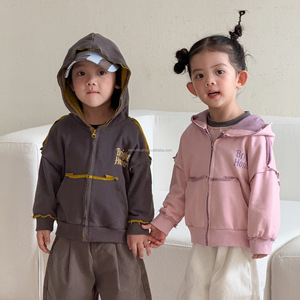D3668 Gilets à <span class=keywords><strong>capuche</strong></span> pour enfants, Parkas amples pour garçons printemps-automne, Vêtements pour femmes, Manteau pour garçons à manches longues 100% coton pour l'automne - Product Image 1
