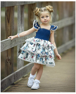 Children Summer Clothing Kid Wedding Dresses Flower Girls Layered Cotton Dress of China - Product Image 2