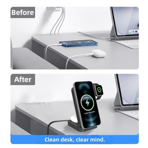 Station de <span class=keywords><strong>charge</strong></span> magnétique sans fil 3-en-1 2026 15W avec <span class=keywords><strong>induction</strong></span> pour <span class=keywords><strong>iPhone</strong></span>, Apple Watch et écouteurs - Product Image 6