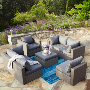 Promocional diseño moderno Patio PE ratán jardín sofá seccional muebles al aire libre 5 uds mimbre esquina <span class=keywords><strong>Modular</strong></span> sofá conjunto - Product Image 3