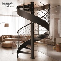 Escalier en colimaçon rotatif moderne pour intérieur, style loft européen, simple, en acier et bois, personnalisable, à monter soi-même, pour usage domestique