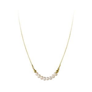 Collar de Cadena con Perlas y Etiqueta Colgante Estilo Inglés en Plata S925 para Mujer, Accesorio D9655 - Product Image 5