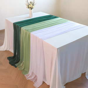 Chemin de table romantique de luxe en gaze de Bali plissé pour mariage, fête, serviettes de table et sets de table, <span class=keywords><strong>d</strong></span>écoration en gros - Product Image 4