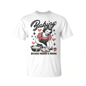 Camiseta vintage de Chef Baker Lady con la frase: Baking Because Murder Is Wrong - Product Image 2