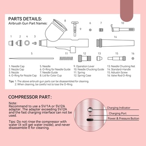 Super Stable Airbrush <b>Kit</b> 25 PSI Rechargeable Dual Mode 0.3mm Nozzle for <b>Gel</b> Nail Ombre French Art and Makeup Portable - Product Image 5