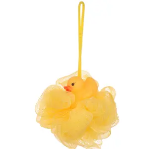 Mauri Cartoon Style Yellow Duck Cleaning Skin Super Soft Exfoliating Bath Sponge Baby Toy Body Cleaner Brush for Bathroom