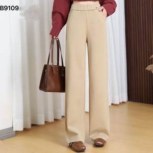 <span class=keywords><strong>Pantaloni</strong></span> <span class=keywords><strong>neri</strong></span> a gamba dritta da <span class=keywords><strong>donna</strong></span> alla moda con cintura elastica formale da ufficio per lo stile invernale del frontale piatto - Product Image 4